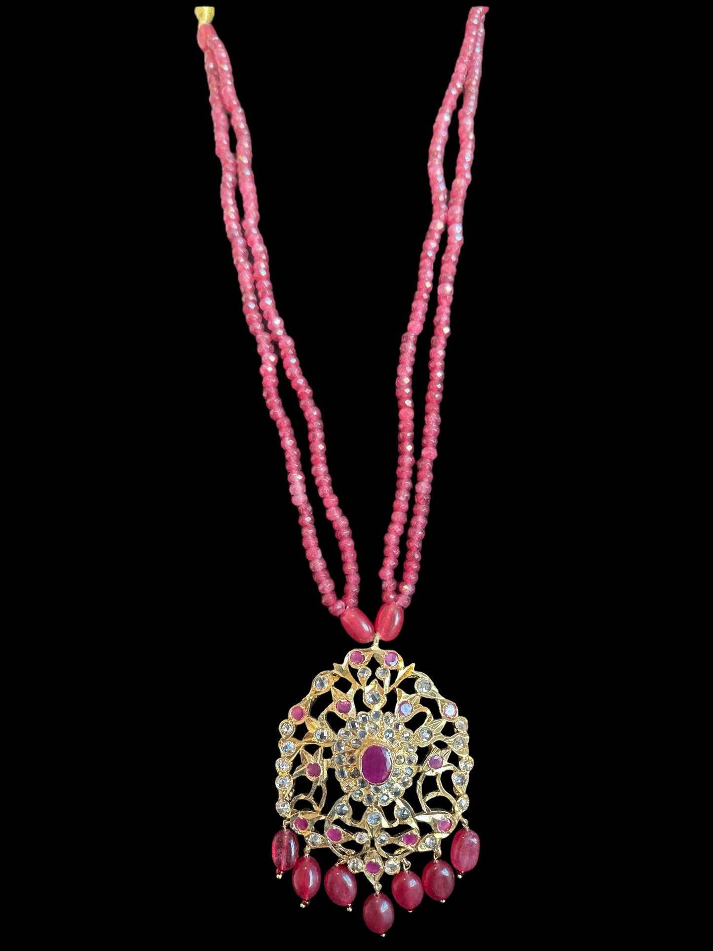 PS519 Hima ruby Pendant set with earrings (SHIPS IN 3 WEEKS )