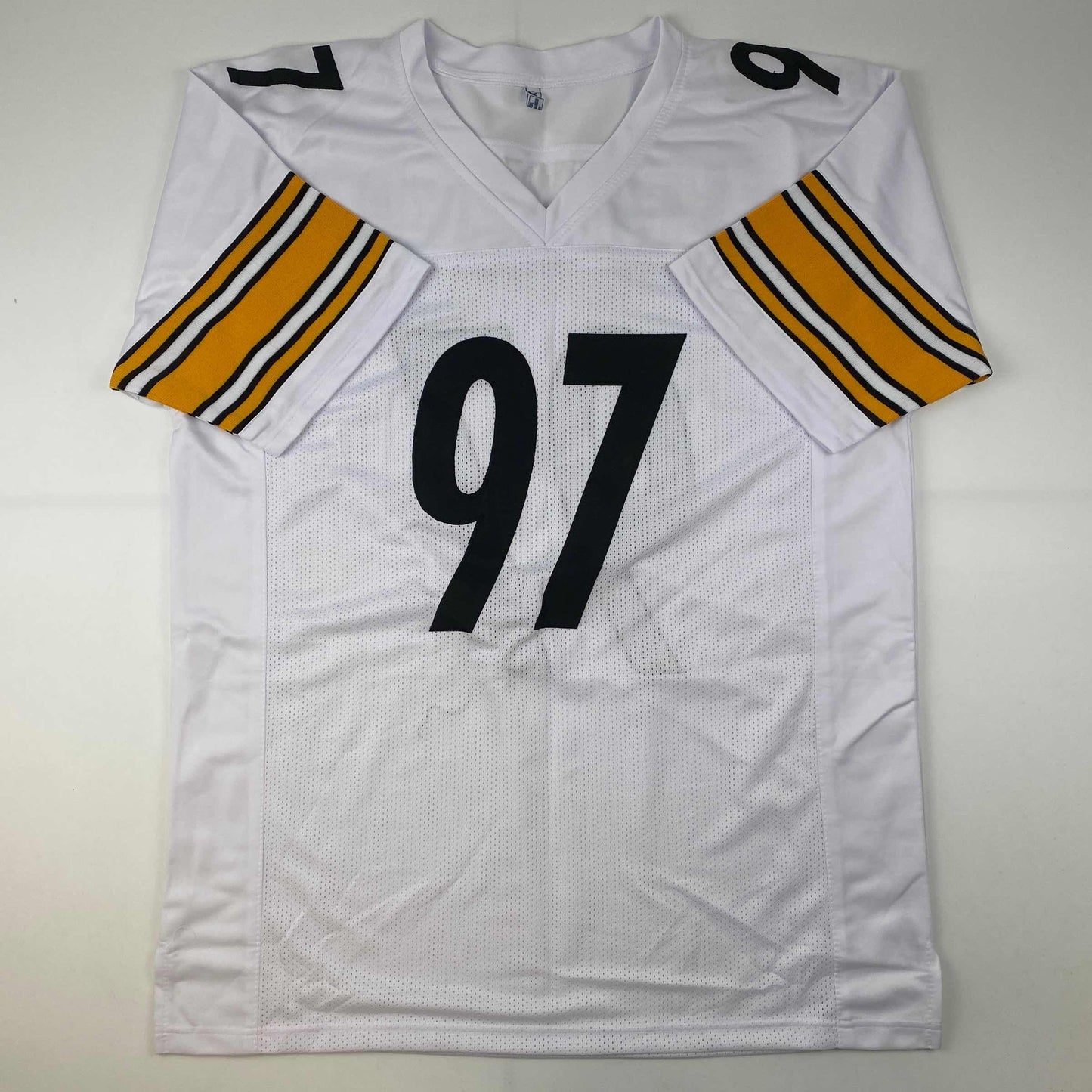 Autographed/Signed Cameron Heyward Pittsburgh White Football Jersey Beckett BAS COA