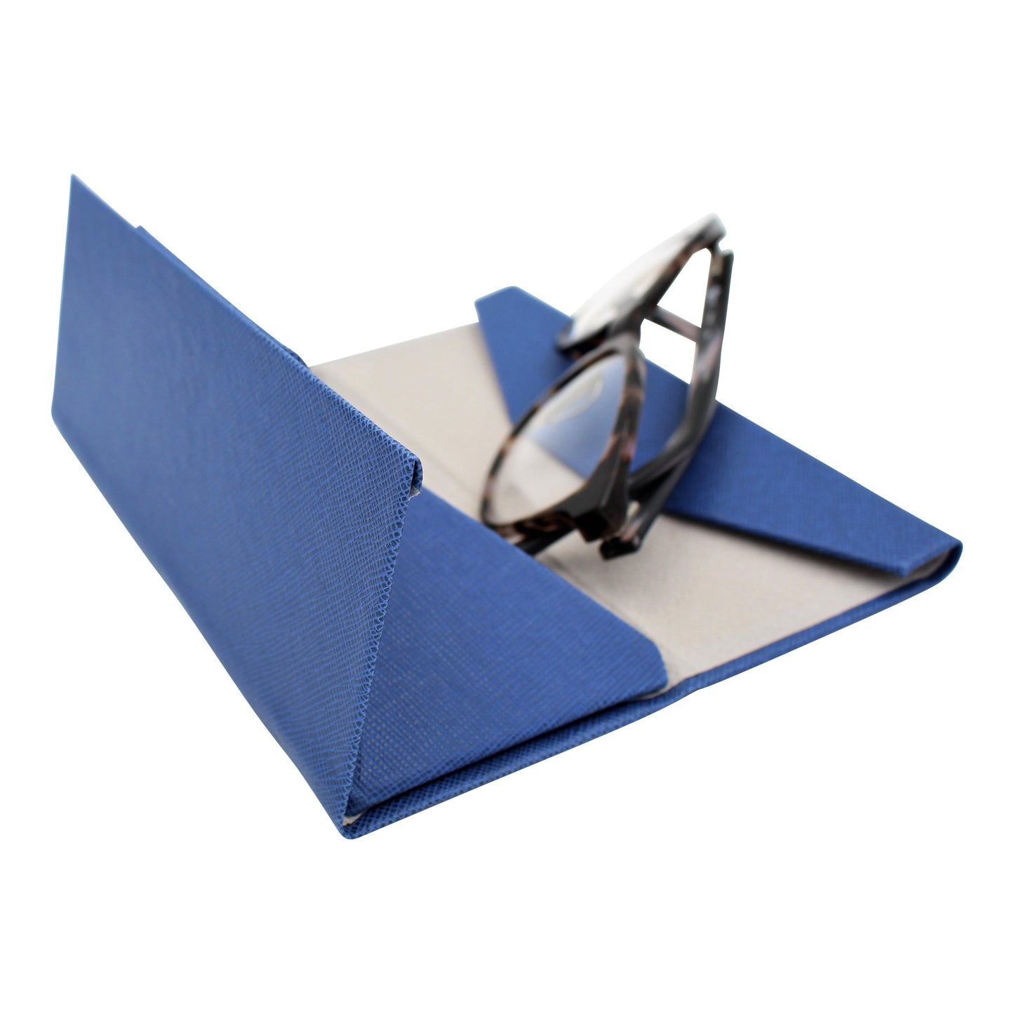 Navy Solid Color Glasses Case - Vegan Leather Magic Folding Hardcase