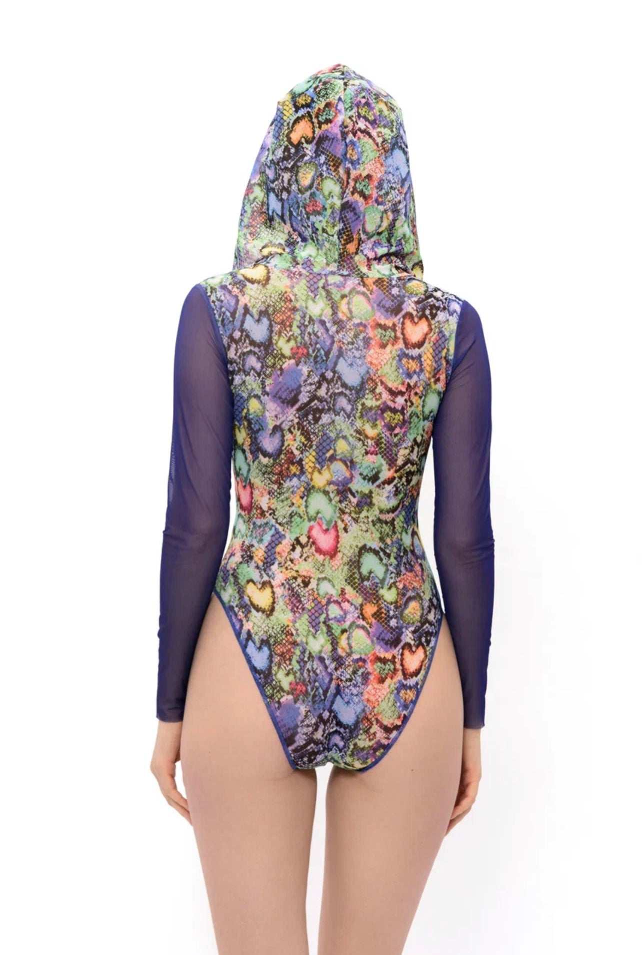 SNAKE SWIMSUIT WITH SLEEVES, HOOD & LACE