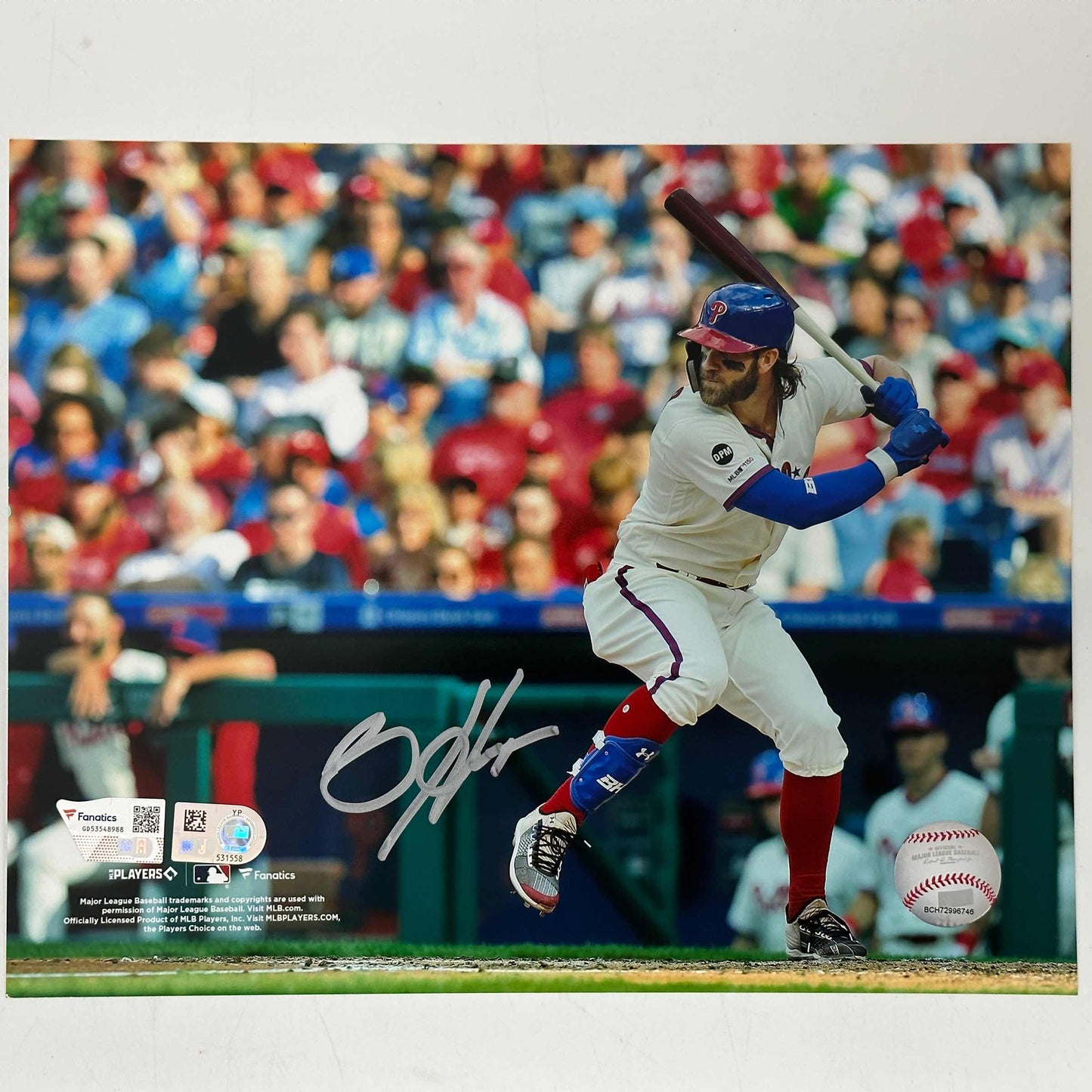 Autographed/Signed Bryce Harper Philadelphia Phillies 8x10 Baseball Photo Fanatics & MLB COA #3