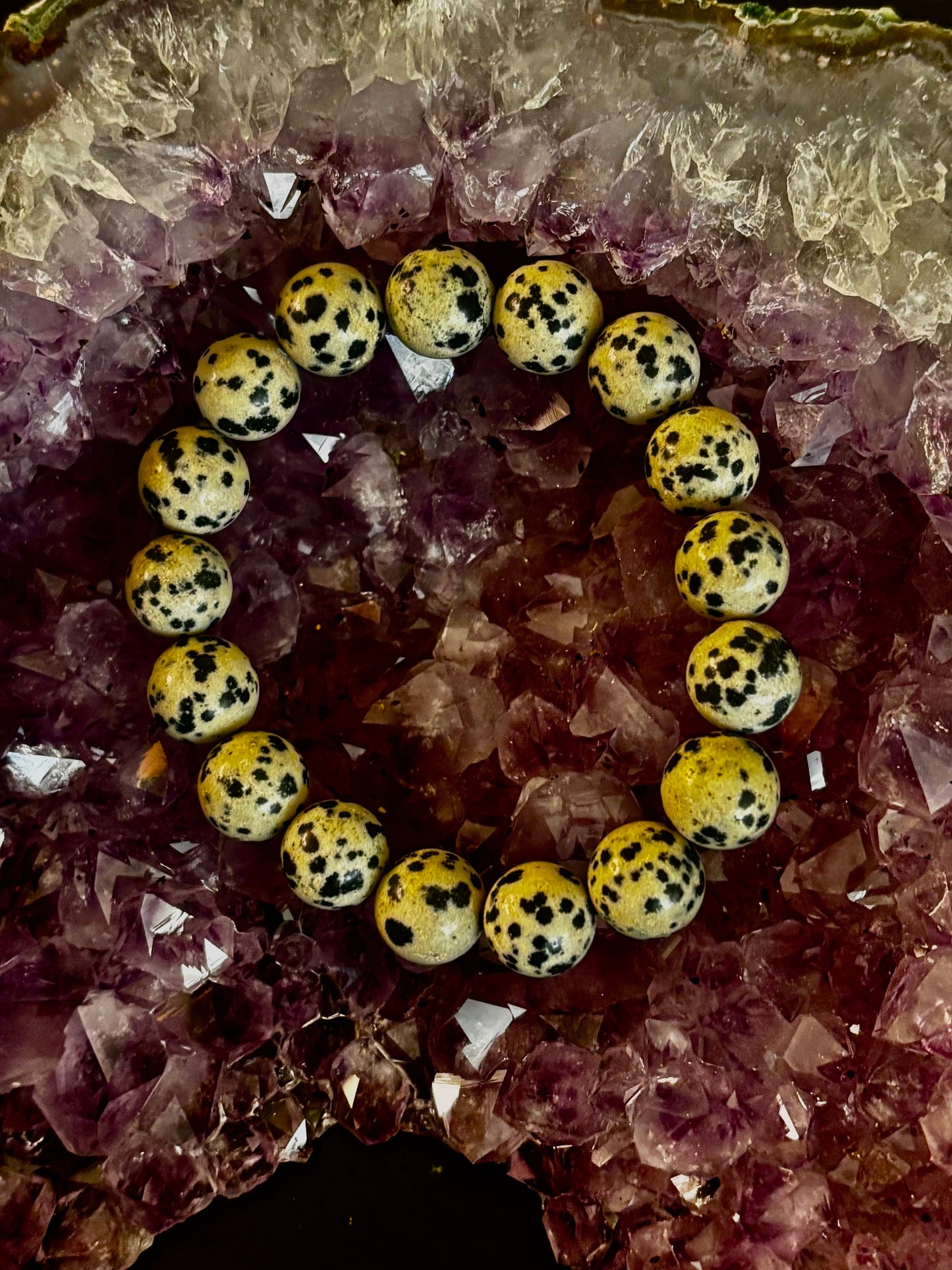 Dalmatian Jasper Gemstone Bracelet for Joy & Grounding | 8mm, 10mm, 12mm Beads