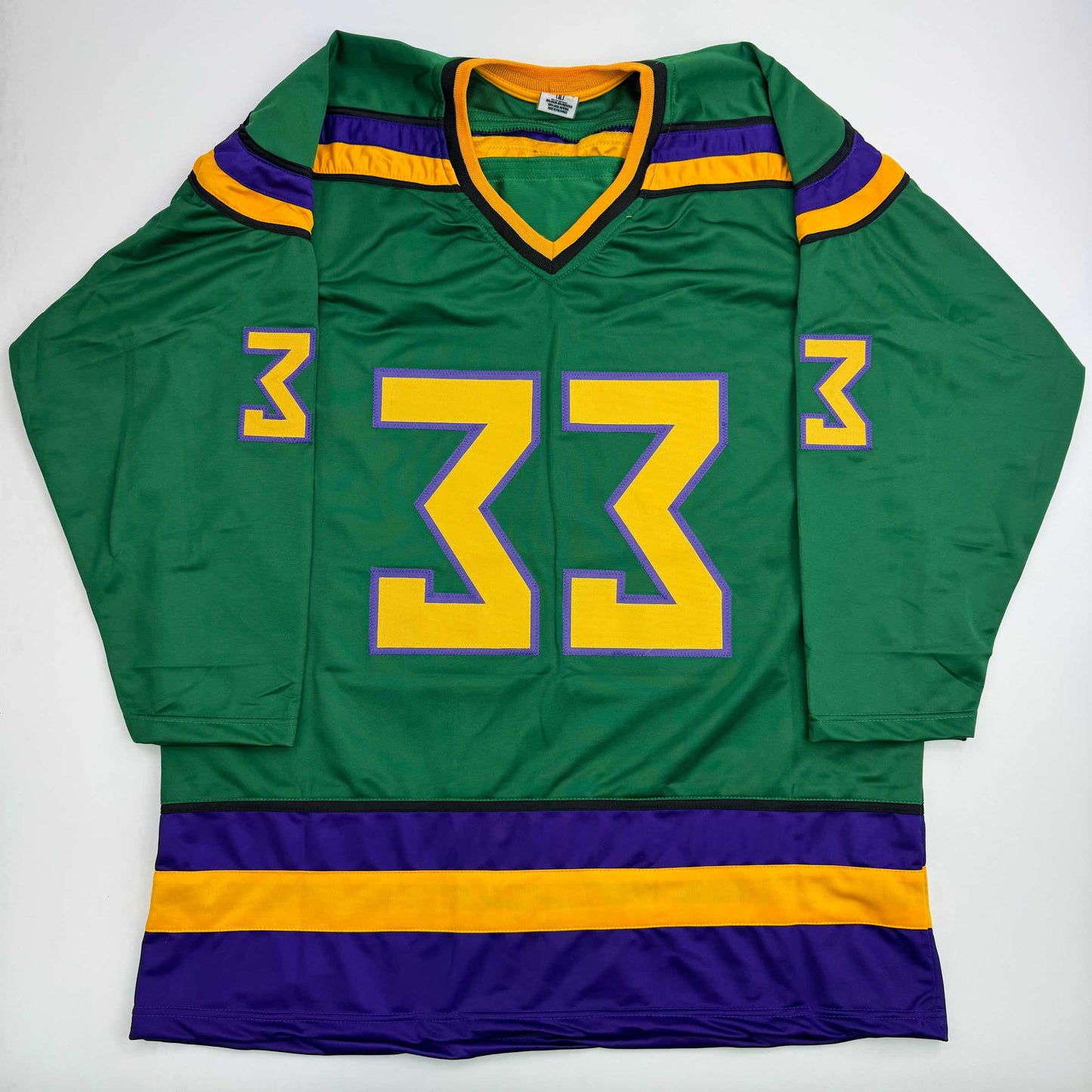 Autographed/Signed Shaun Weiss Greg Goldberg The Mighty Ducks Green Hockey Jersey Beckett BAS COA