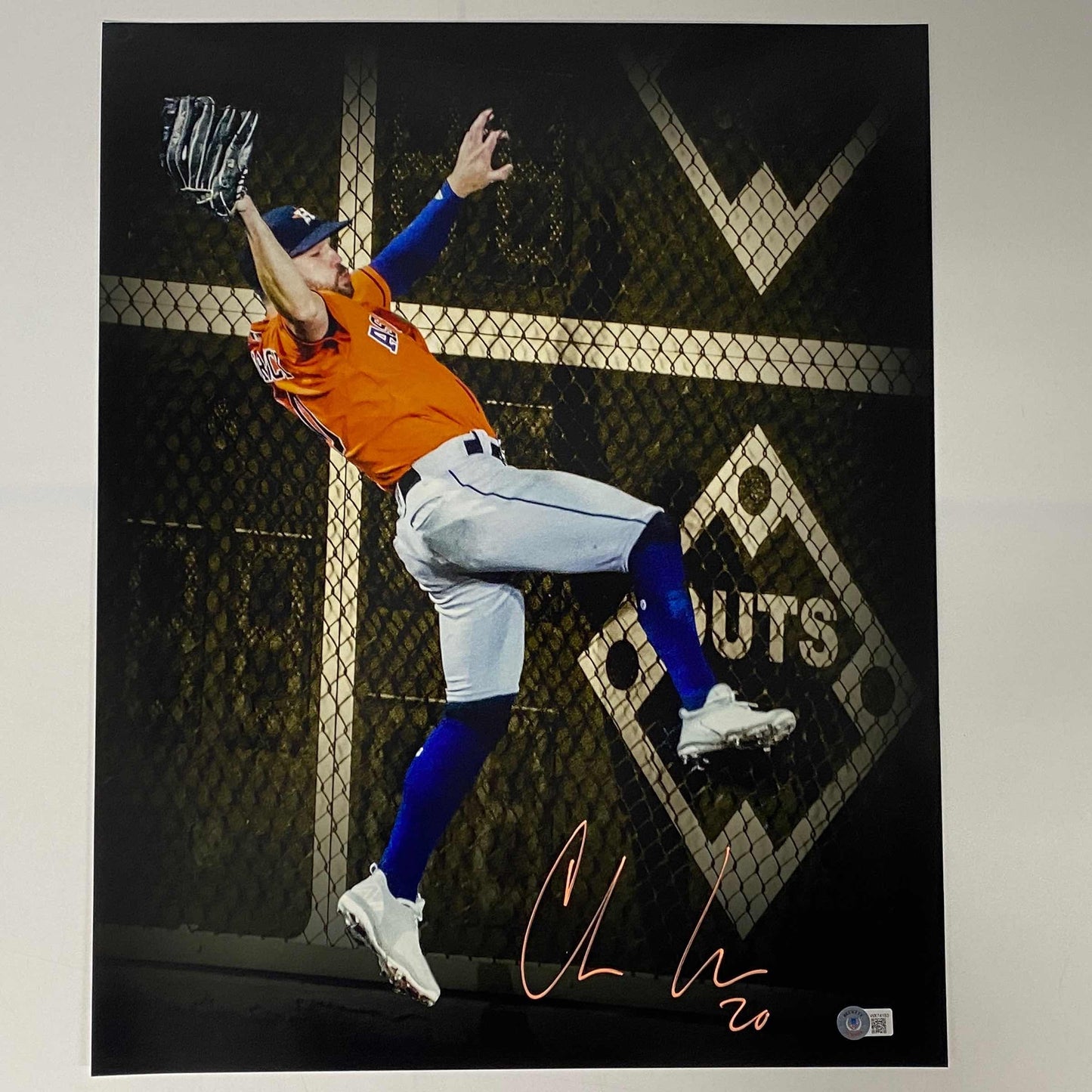 Autographed/Signed Chas McCormick Houston Astros 2022 World Series Catch 16x20 Baseball Photo Beckett BAS COA