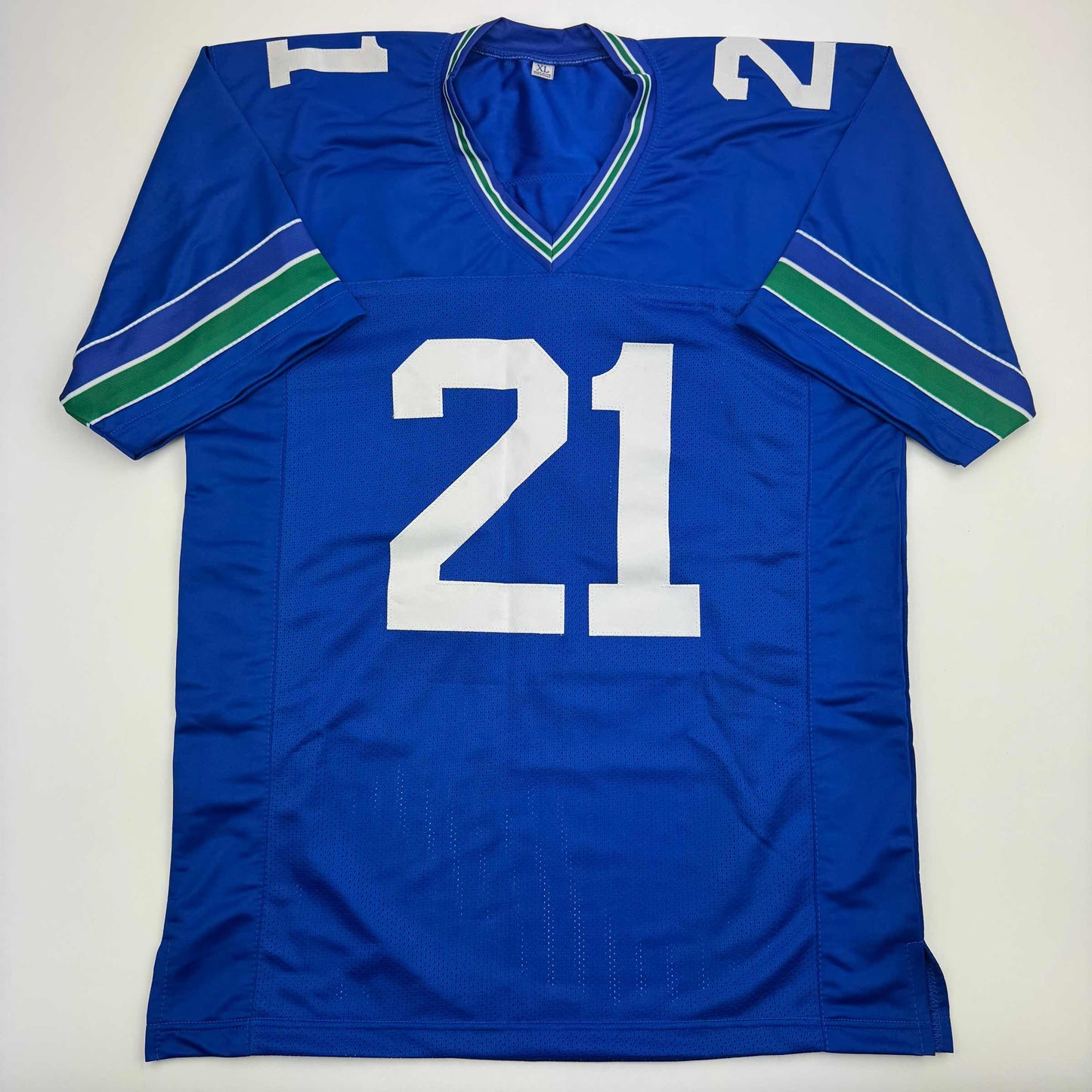 Autographed/Signed Devon Witherspoon Seattle Blue Retro Football Jersey Beckett BAS COA
