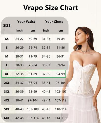 Bustier Corset Top for Women Overbust LaceUp Waist Cincher Shapewear Lingerie XL