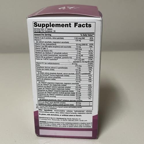 Nordic Naturals Prenatal Multivitamin 60 Tablets, Brand New In Box Exp 01/25