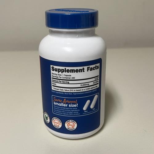 Nutricost Biotin (Vitamin B7) Supplement 10 000mcg (10mg) 240 Capsules EXP 11/25