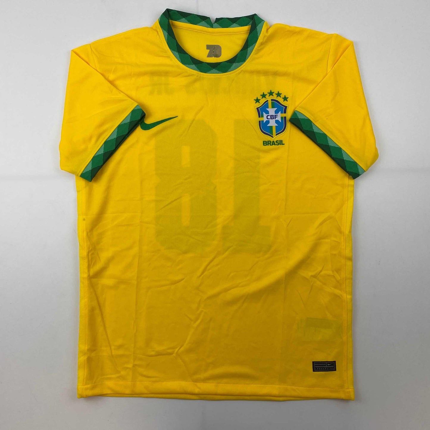 Autographed/Signed Vini Vinicius Jr. #18 Brazil Yellow Soccer Jersey Beckett BAS COA