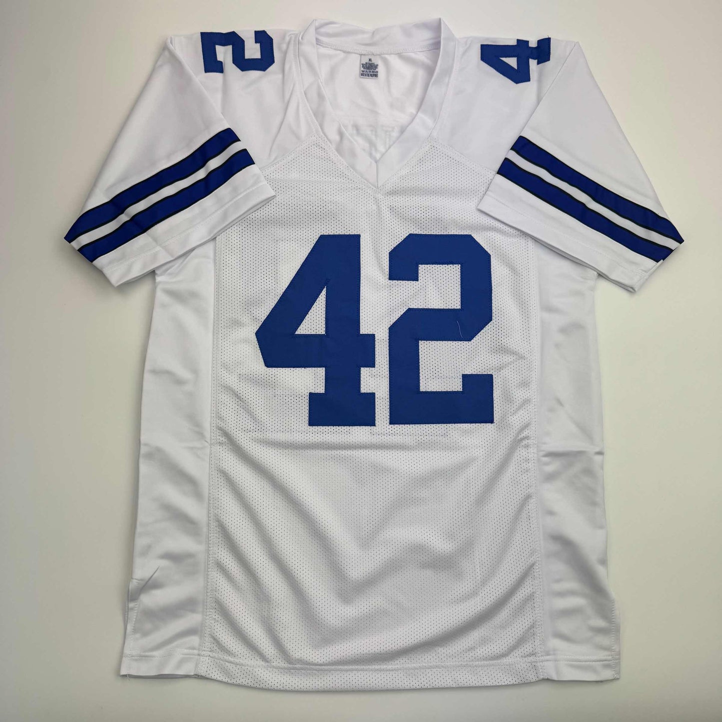 Autographed/Signed Deuce Vaughn Dallas White Football Jersey JSA COA