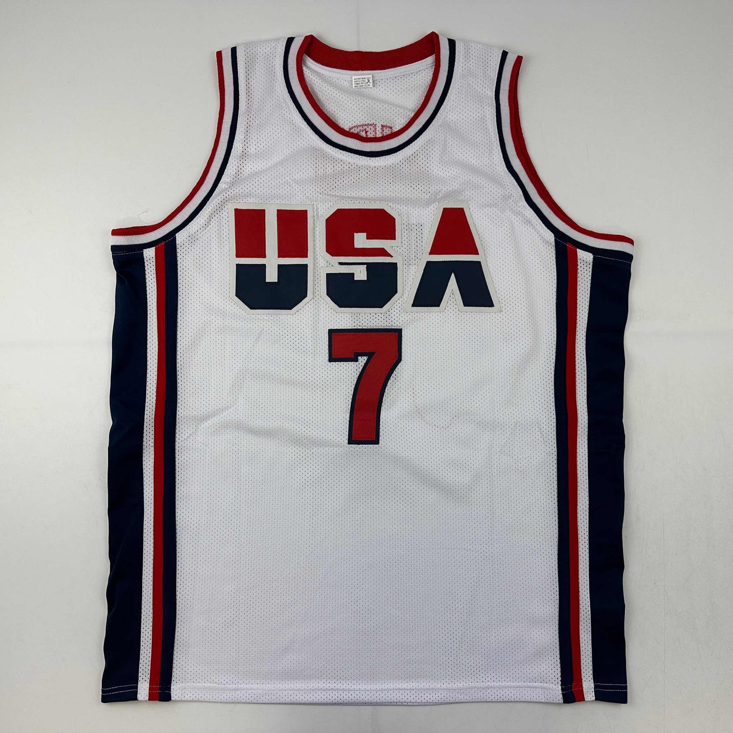 Autographed/Signed Larry Bird United States USA White 1992 Dream Team Basketball Jersey JSA COA