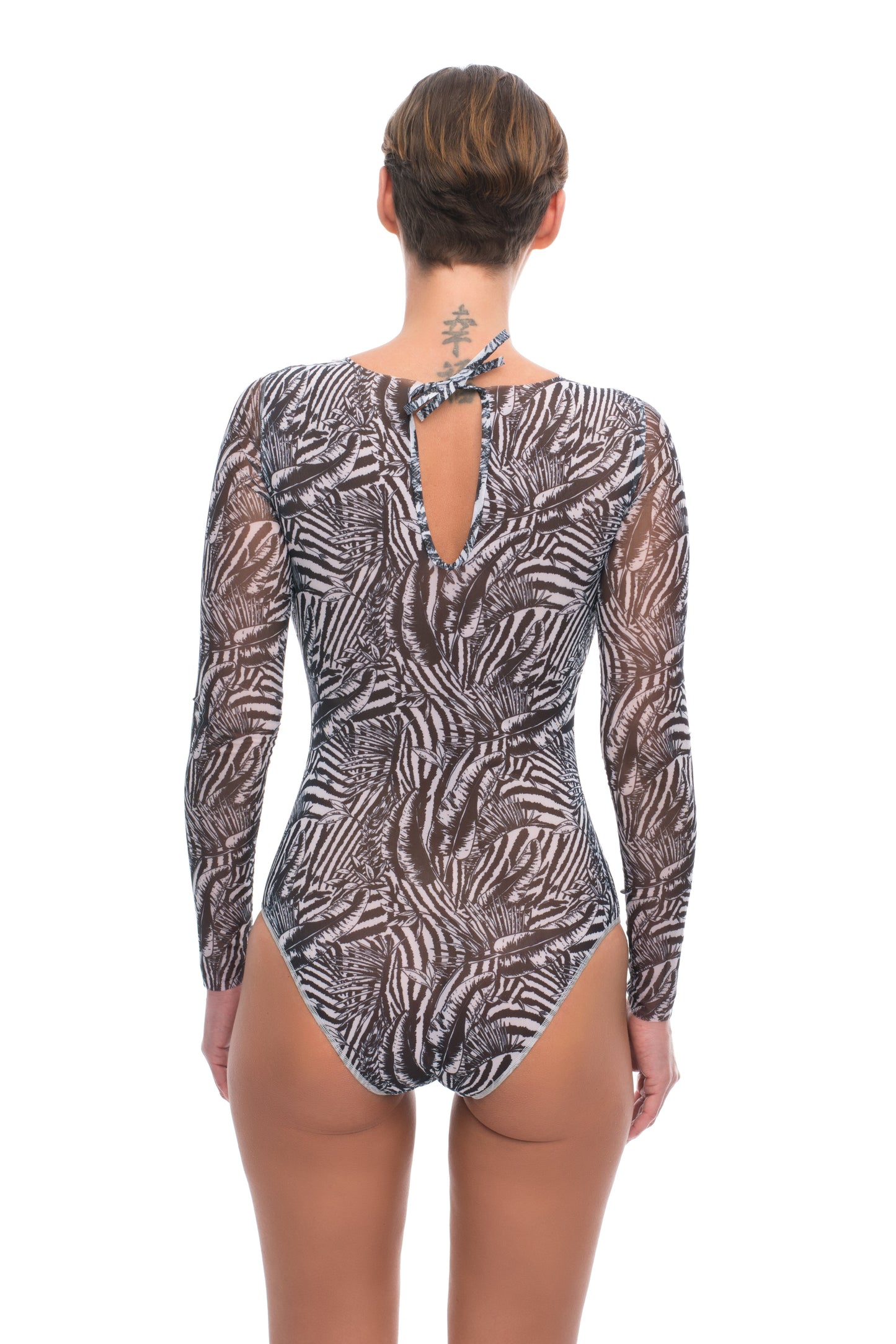 FAKE ZEBRA SWIMSUIT WITH SLEEVES