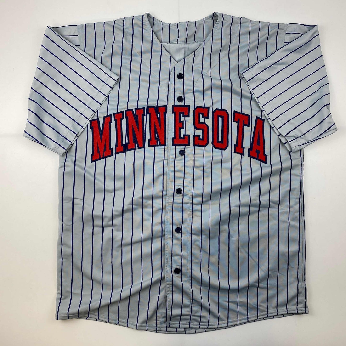 Autographed/Signed Johan Santana Minnesota Grey Pinstripe Baseball Jersey PSA/DNA COA
