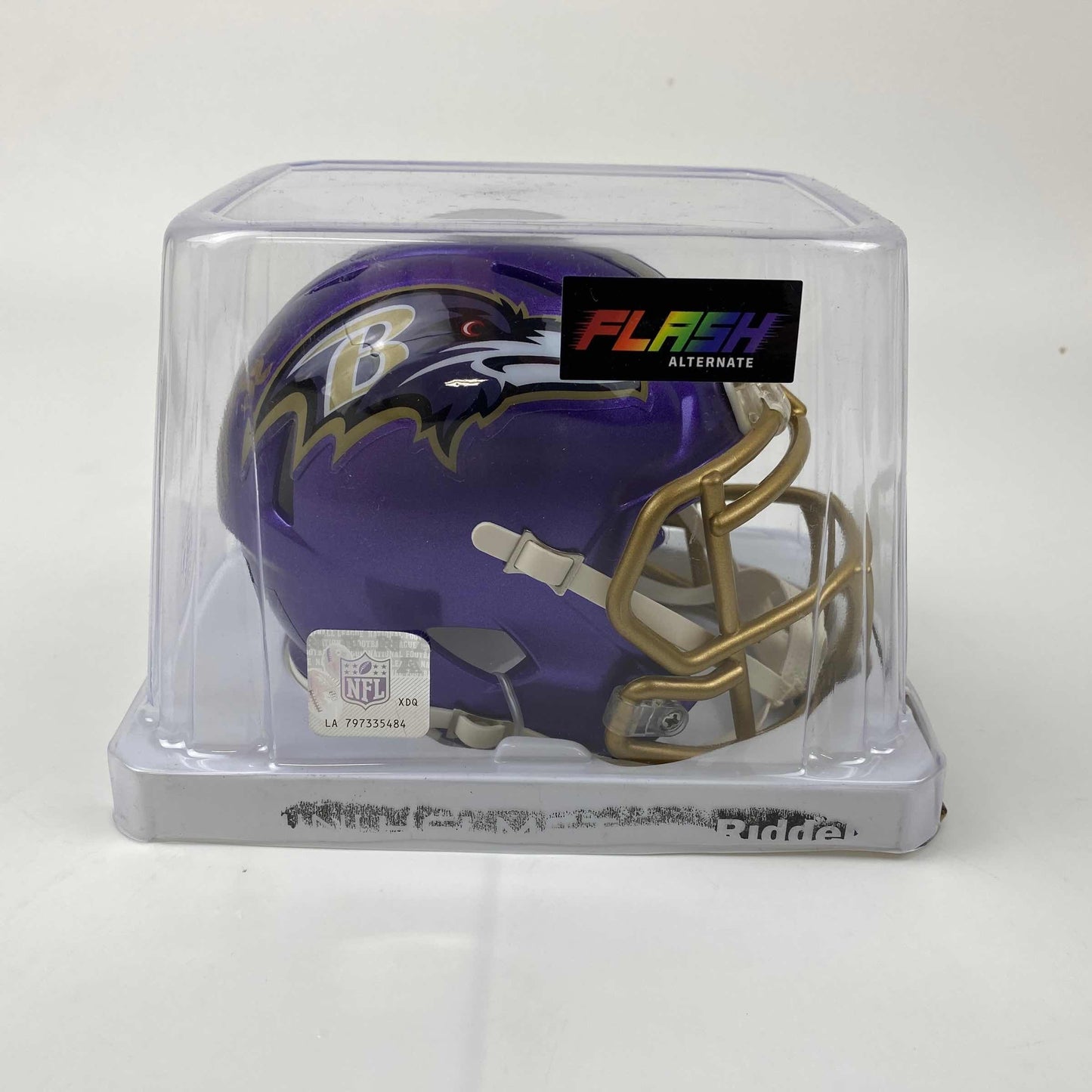 Autographed/Signed Ray Lewis Baltimore Ravens Flash Football Mini Helmet Beckett BAS COA