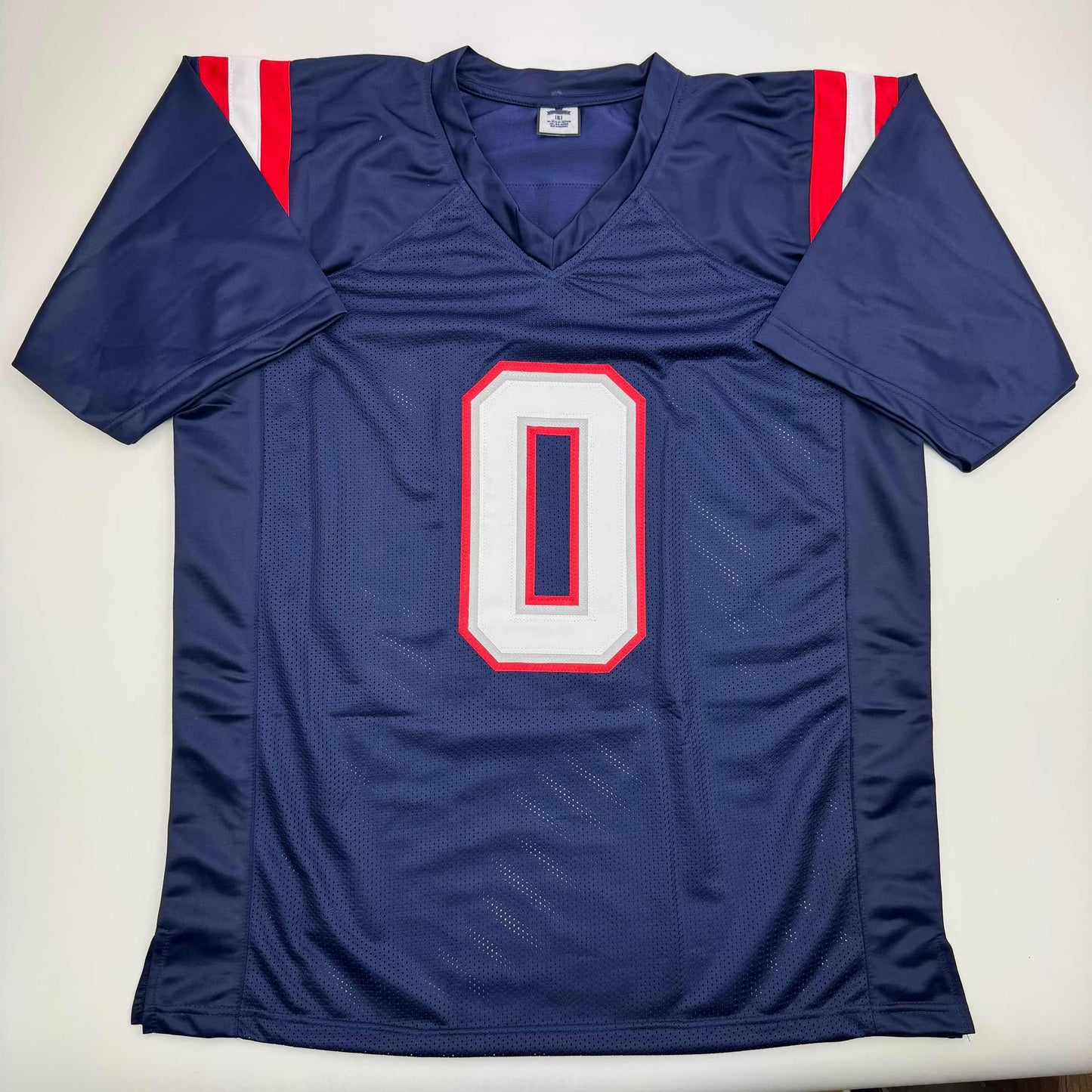 Autographed/Signed Christian Gonzalez New England Blue Football Jersey Beckett BAS COA