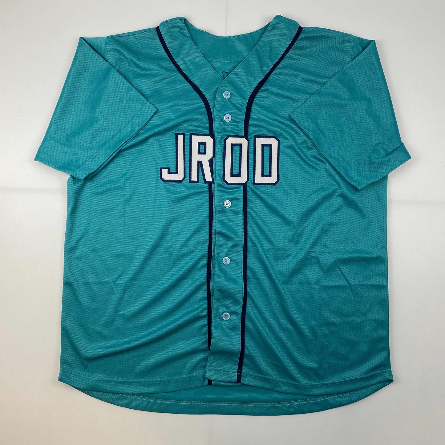 Autographed/Signed Julio Rodriguez Seattle Teal Baseball Jersey JSA COA
