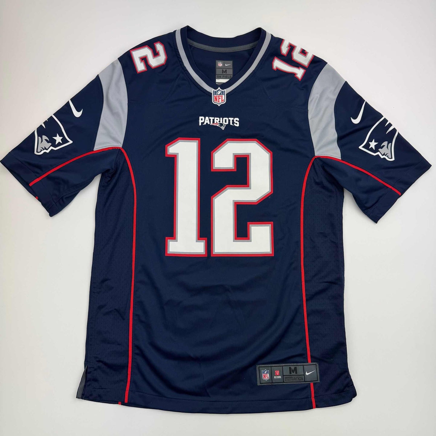 Autographed/Signed Tom Brady "5x SB Champ" New England Patriots Blue Authentic Nike Football Jersey Tristar COA