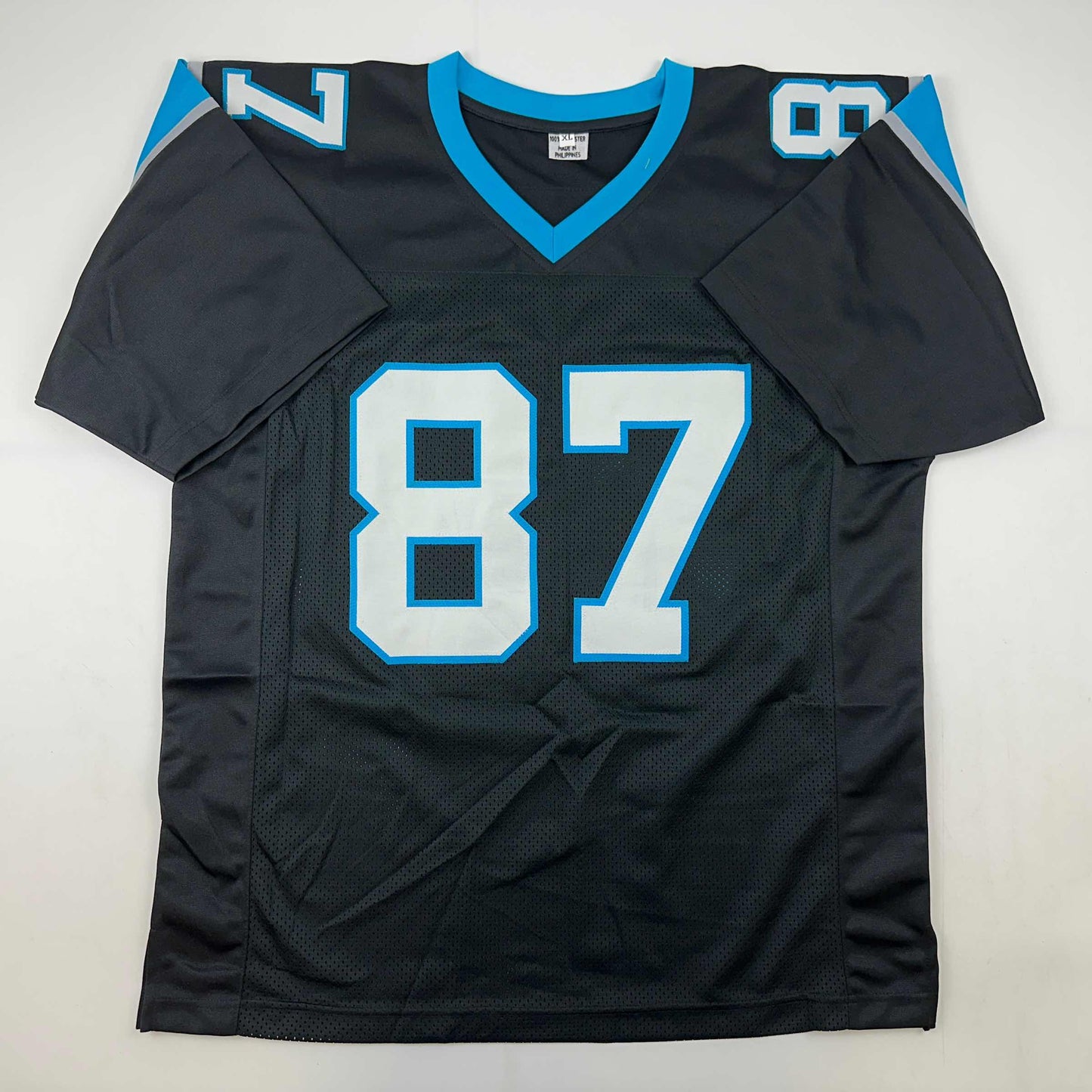 Autographed/Signed Muhsin Muhammad Carolina Black Football Jersey Beckett BAS COA