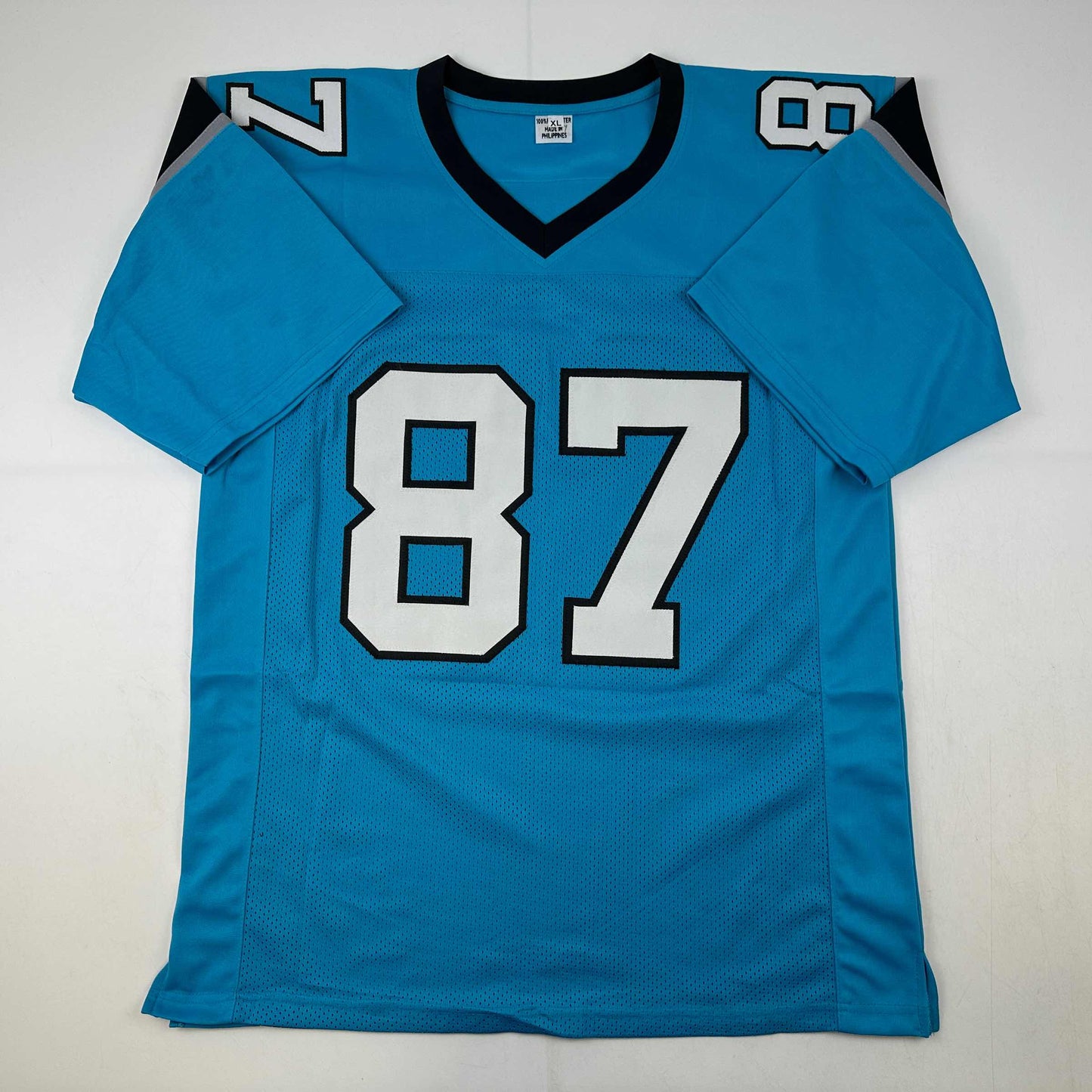 Autographed/Signed Muhsin Muhammad Carolina Blue Football Jersey Beckett BAS COA