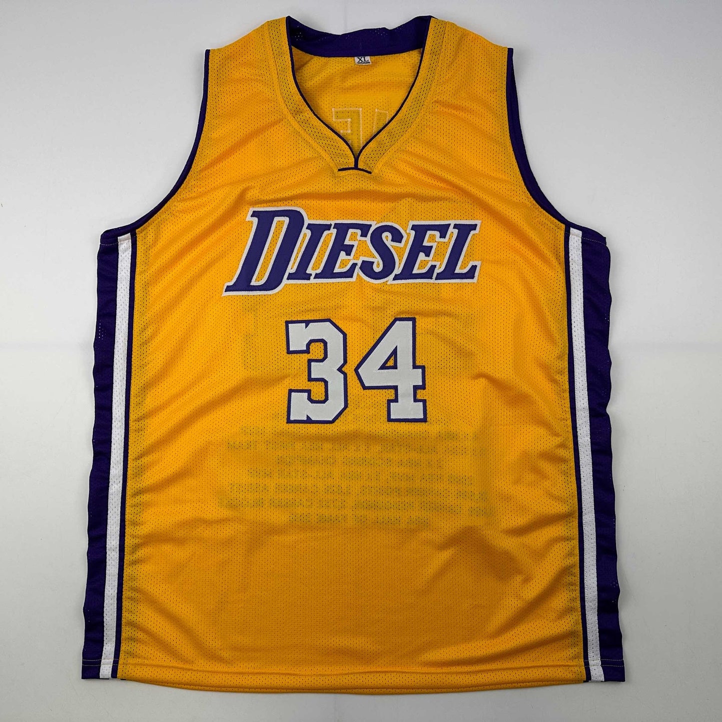 Autographed/Signed Shaquille Shaq O'Neal Los Angeles LA Yellow Stat Basketball Jersey Beckett BAS COA