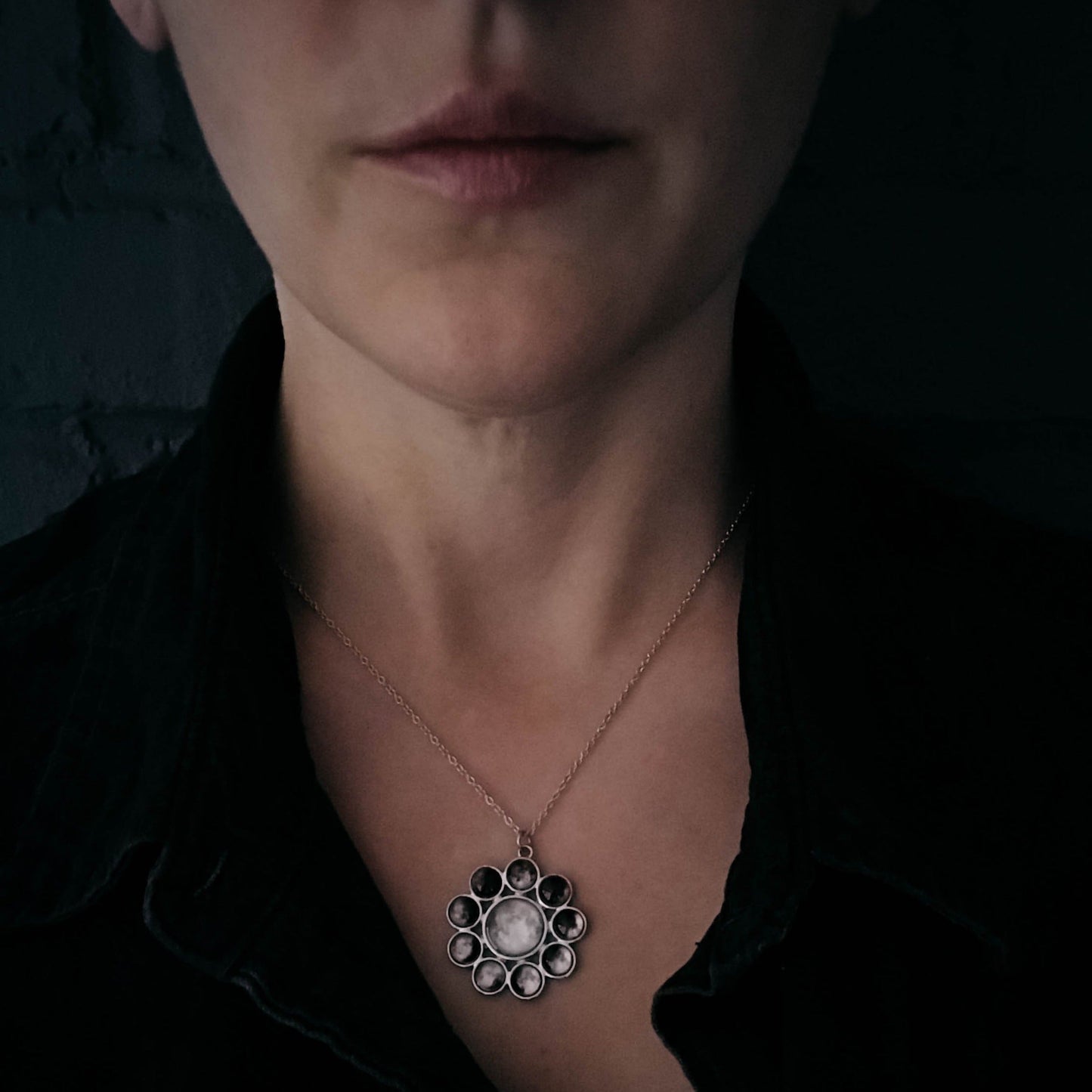 Moon Phase Halo Pendant