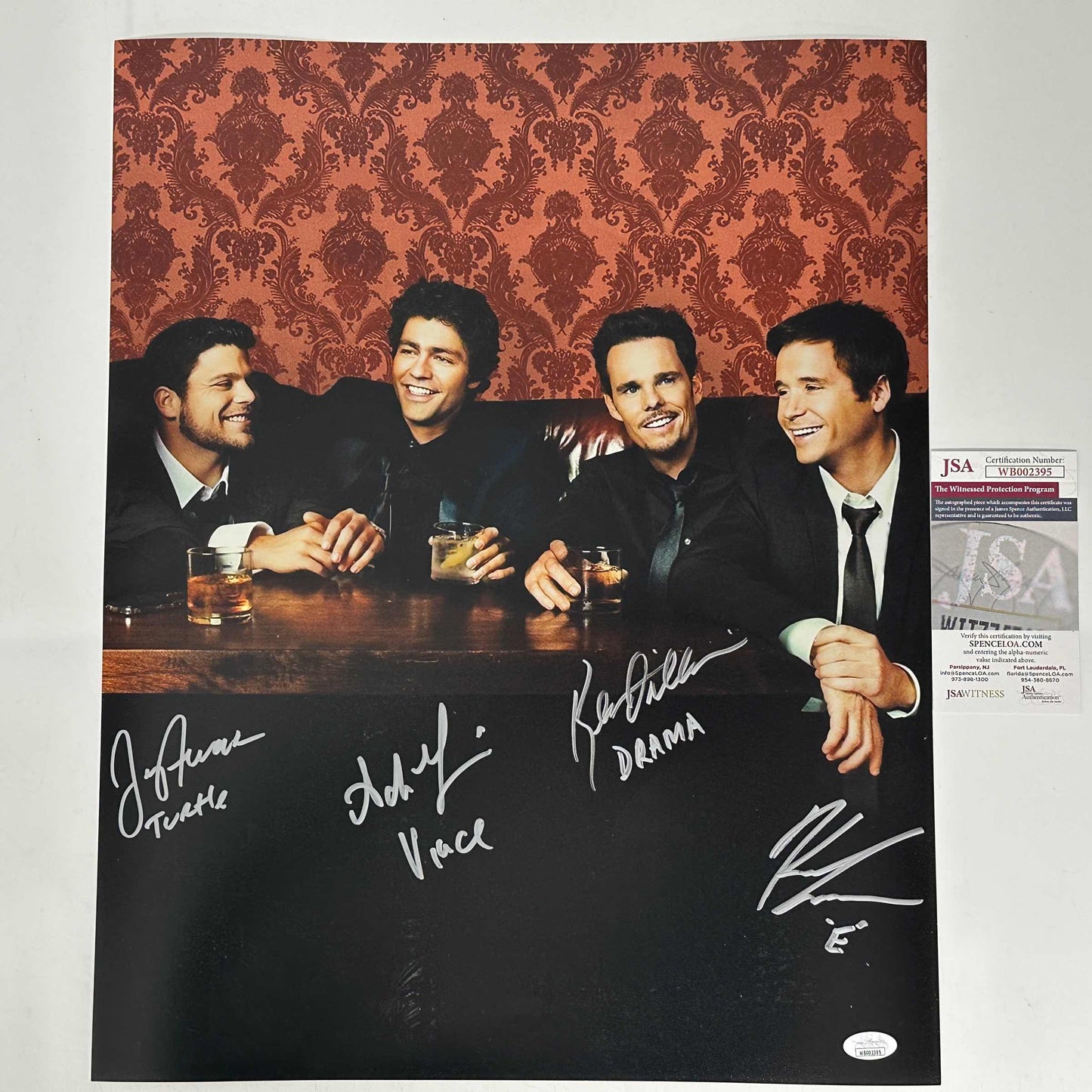 Autographed/Signed Entourage 4x Cast Inscribed Adrian Grenier Kevin Connolly Jerry Ferrara Kevin Dillon 16x20 Photo JSA COA