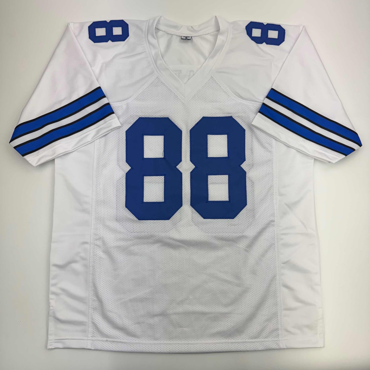 Autographed/Signed Drew Pearson HOF 21 Dallas White Football Jersey Beckett BAS COA