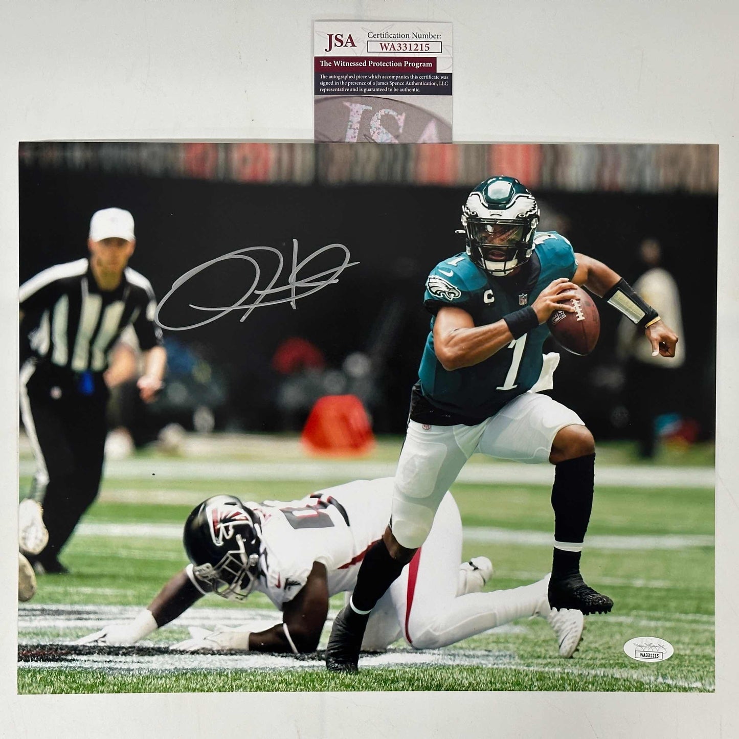 Autographed/Signed Jalen Hurts Philadelphia Eagles 11x14 Football Photo JSA COA #6