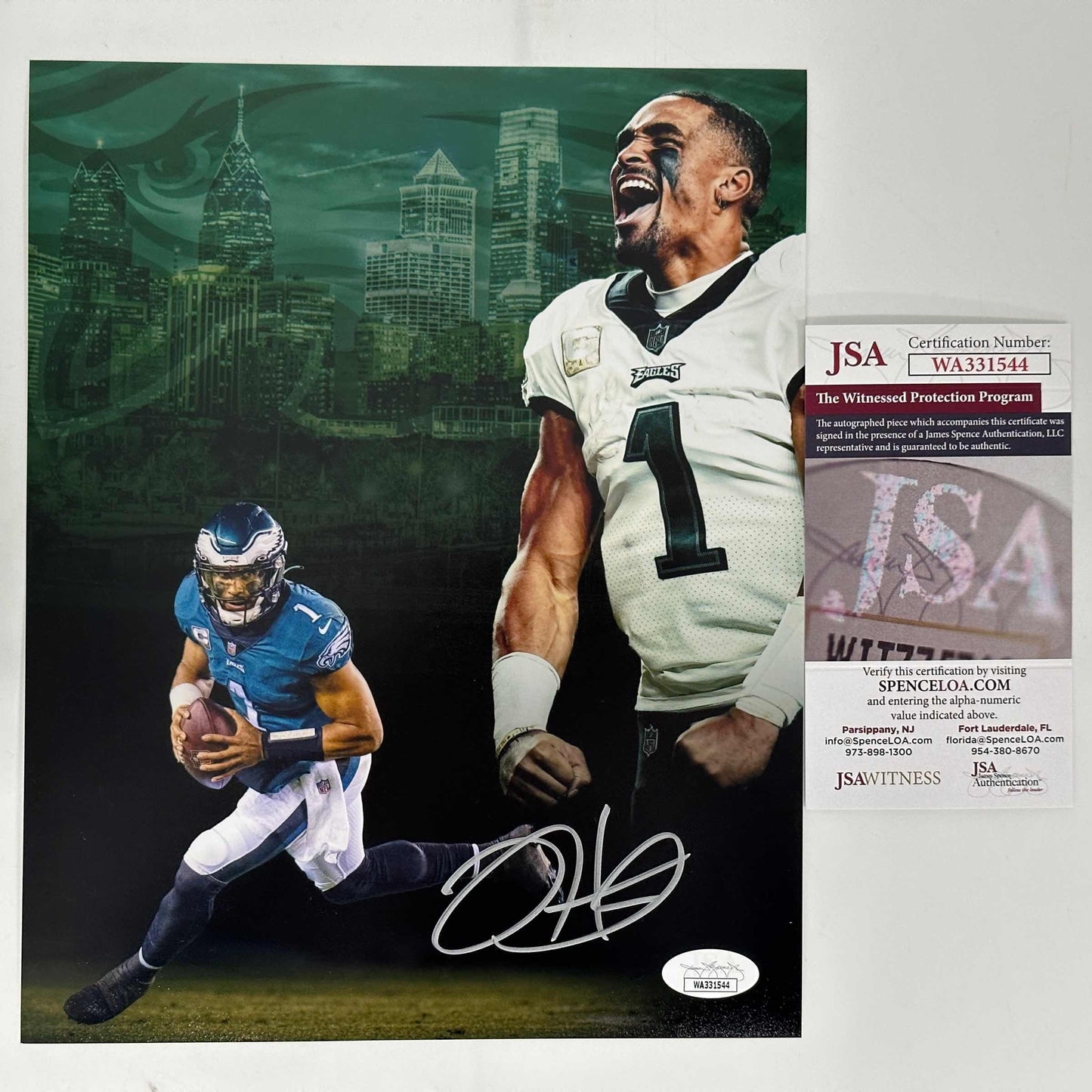 Autographed/Signed Jalen Hurts Philadelphia Eagles 8x10 Football Photo JSA COA #3