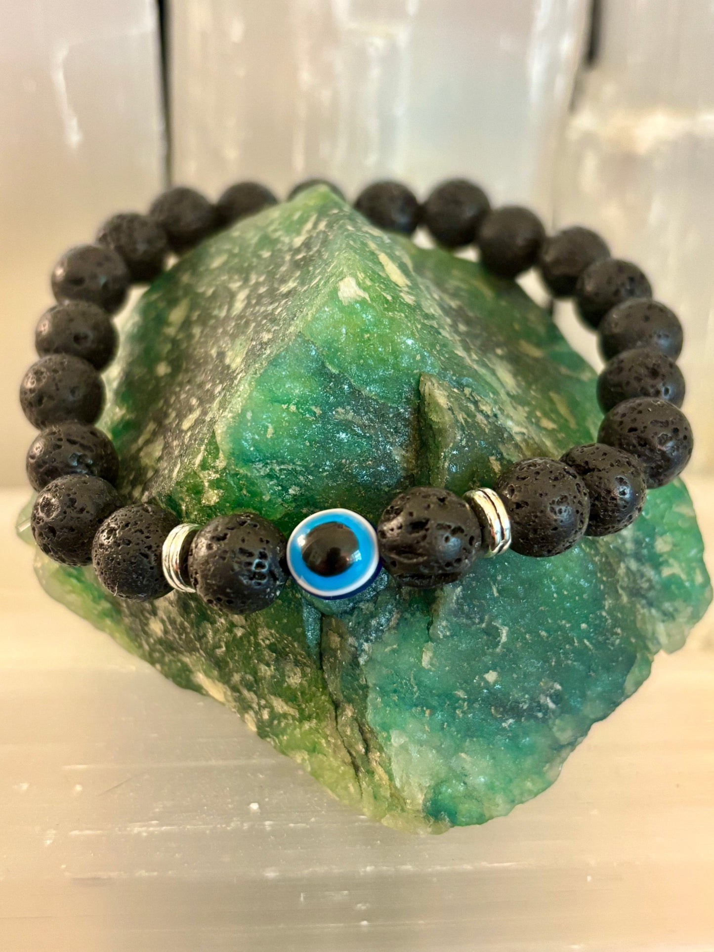Evil Eye Tiger Eye Style Beaded Bracelet – Handmade Natural Stone Protection