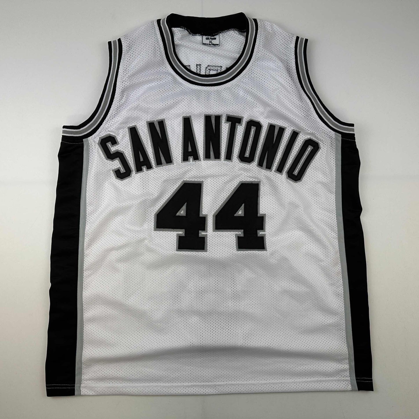 Autographed/Signed George Gervin Iceman Artwork San Antonio White Basketball Jersey JSA COA