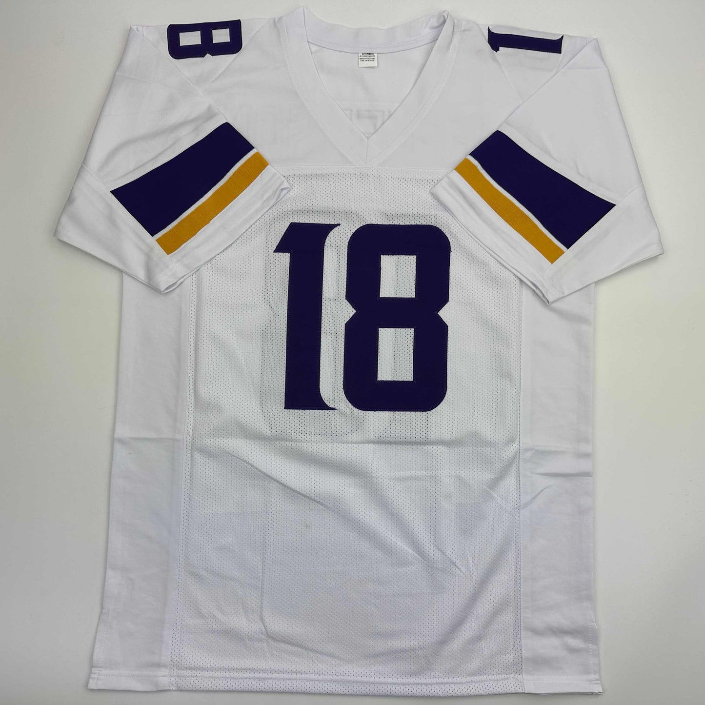 Autographed/Signed Justin Jefferson Minnesota White Football Jersey Beckett BAS COA