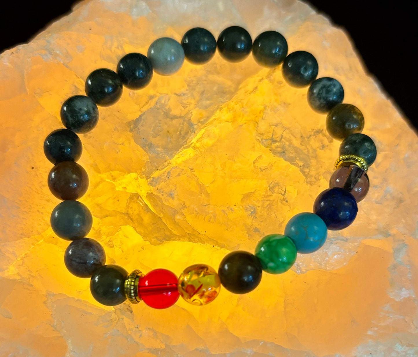 Chakra & India Onyx Healing Bracelet – Grounding Energy & Spiritual Balance
