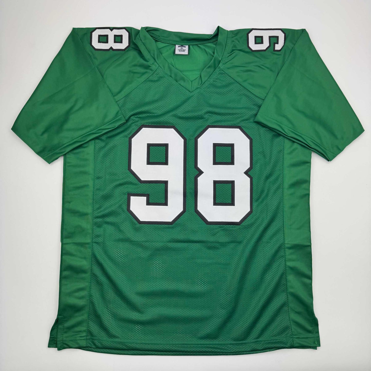 Autographed/Signed Jalen Carter Philadelphia Kelly Green Football Jersey Beckett BAS COA