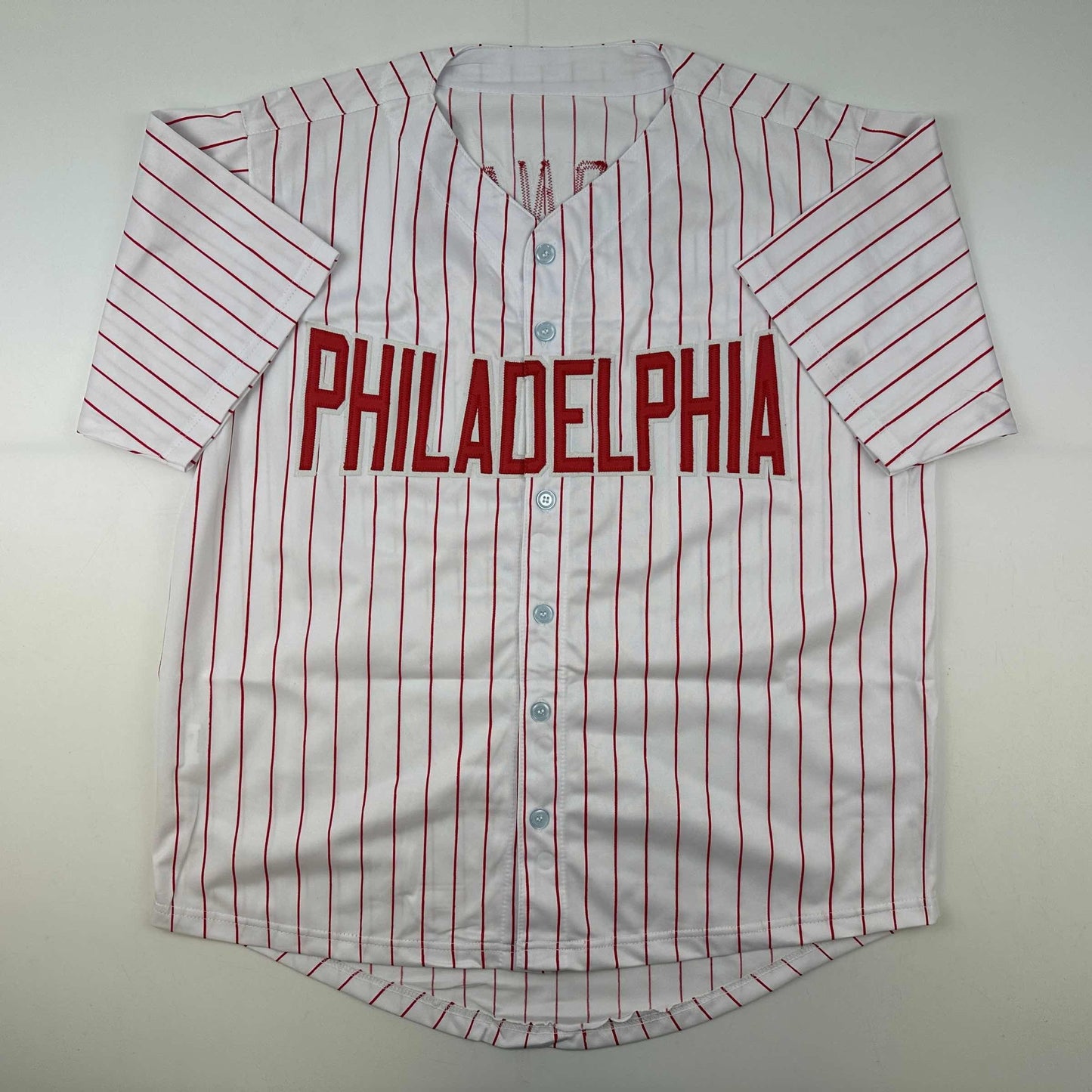 Autographed/Signed Trea Turner Philadelphia Pinstripe Baseball Jersey Beckett BAS COA