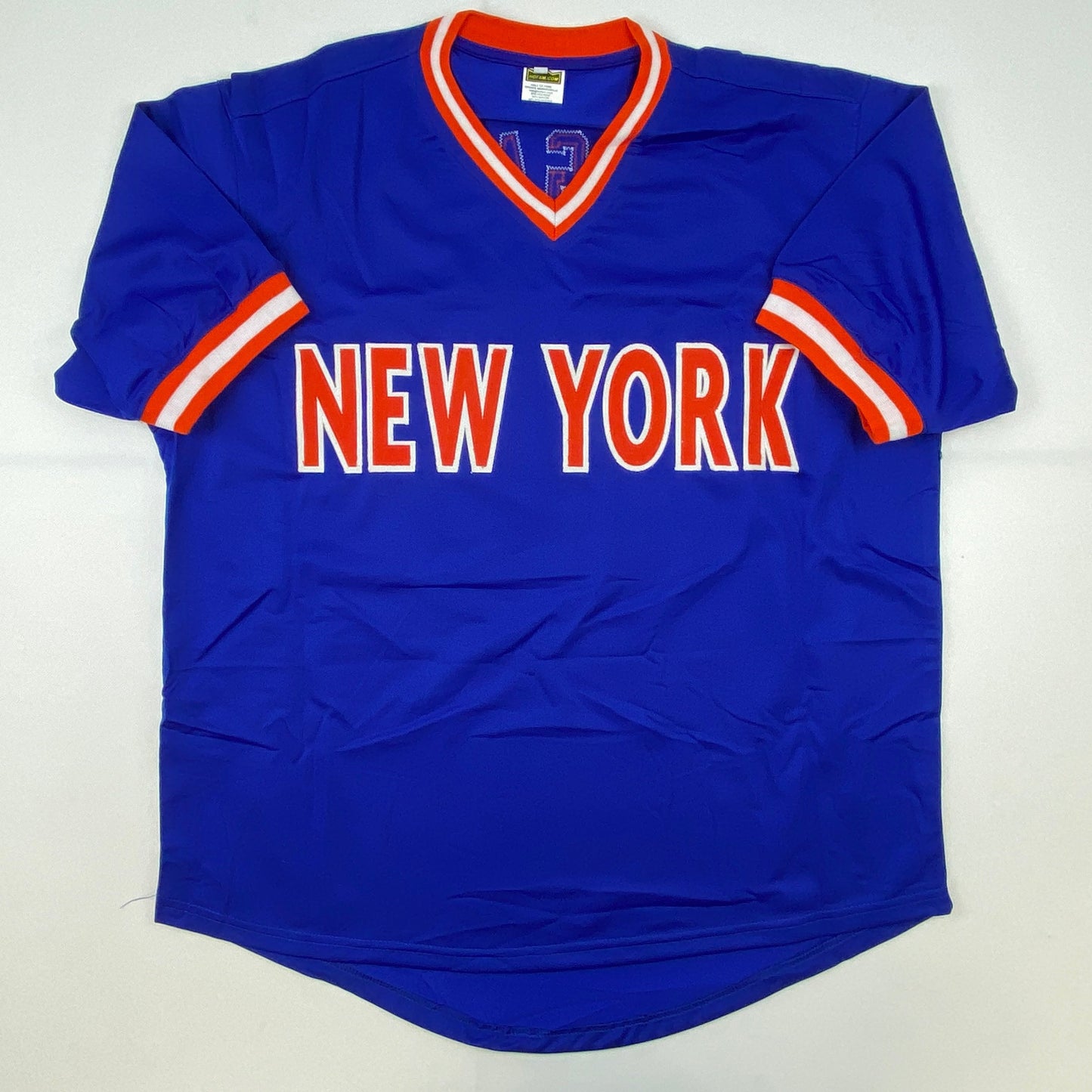 Autographed/Signed Dave Kingman 442 HR New York Blue Baseball Jersey JSA COA