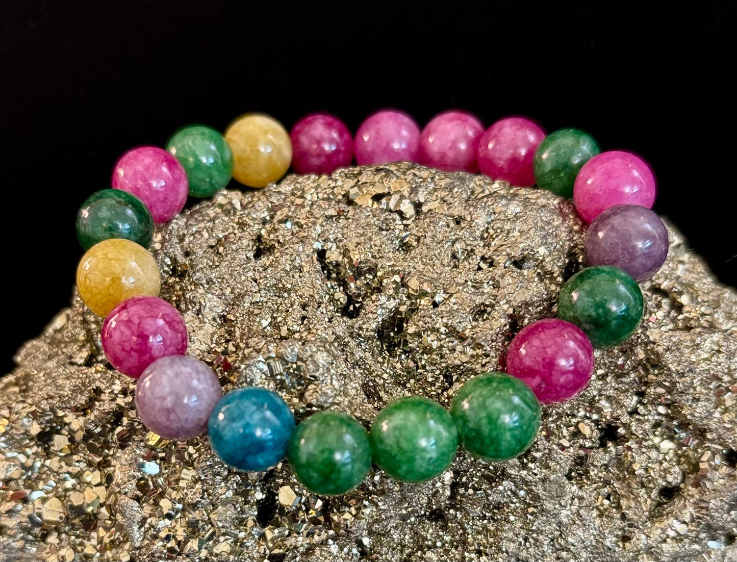 Natural Multicolor Tourmaline Bracelet – 10mm Beads for Energy, Protection & Joy