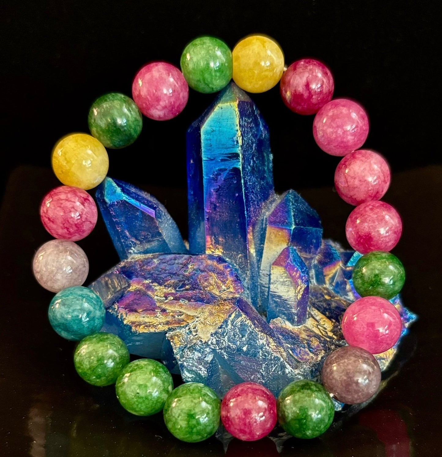 Natural Multicolor Tourmaline Bracelet – 10mm Beads for Energy, Protection & Joy