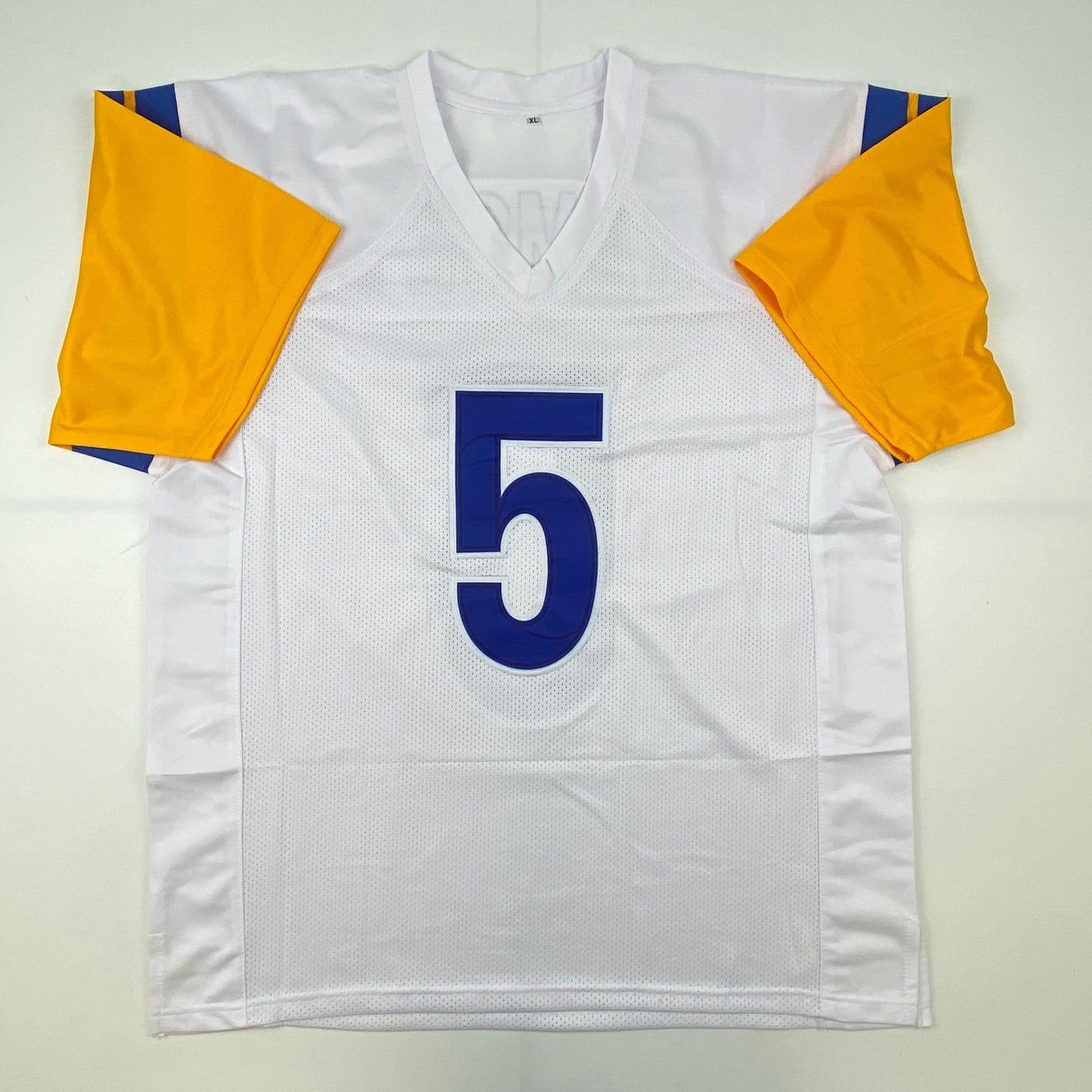 Autographed/Signed Jalen Ramsey Los Angeles LA White Football Jersey JSA COA