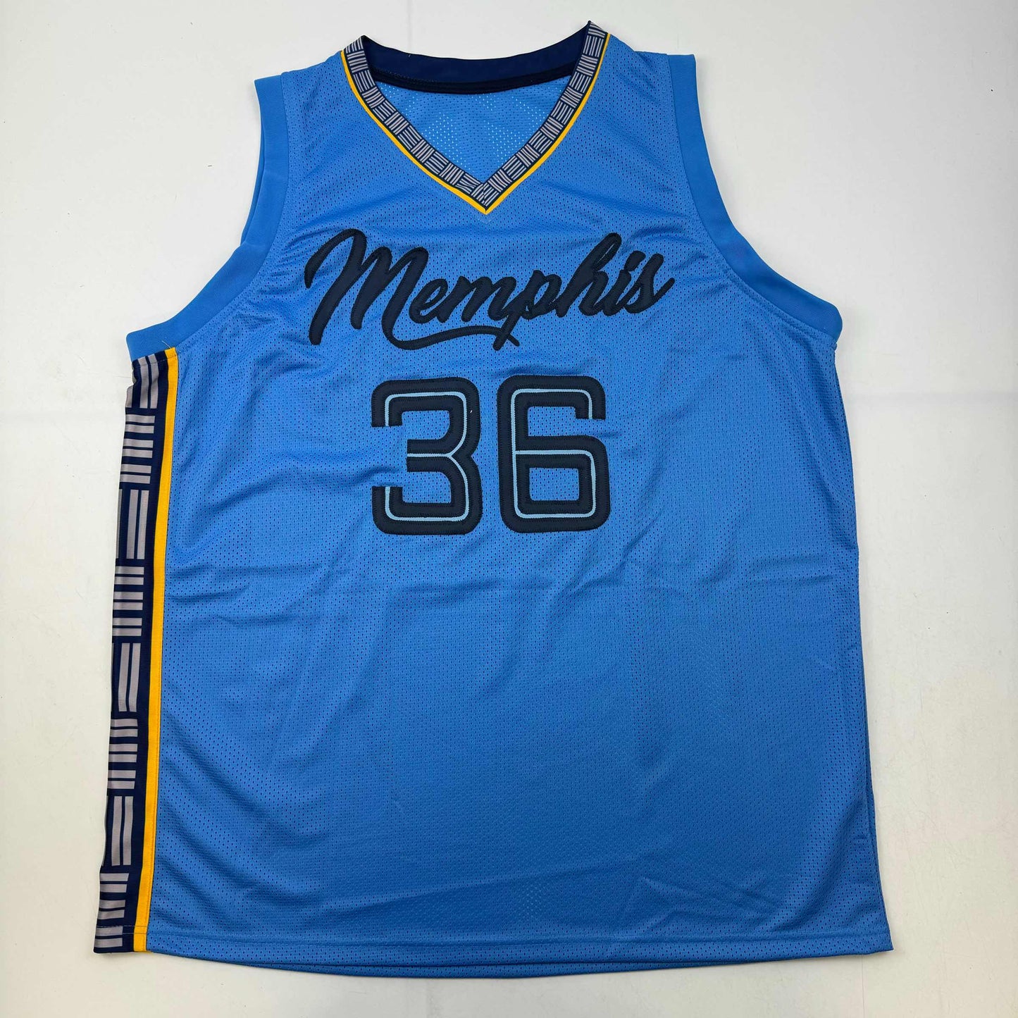 Autographed/Signed Marcus Smart Memphis Light Blue Basketball Jersey Beckett BAS COA