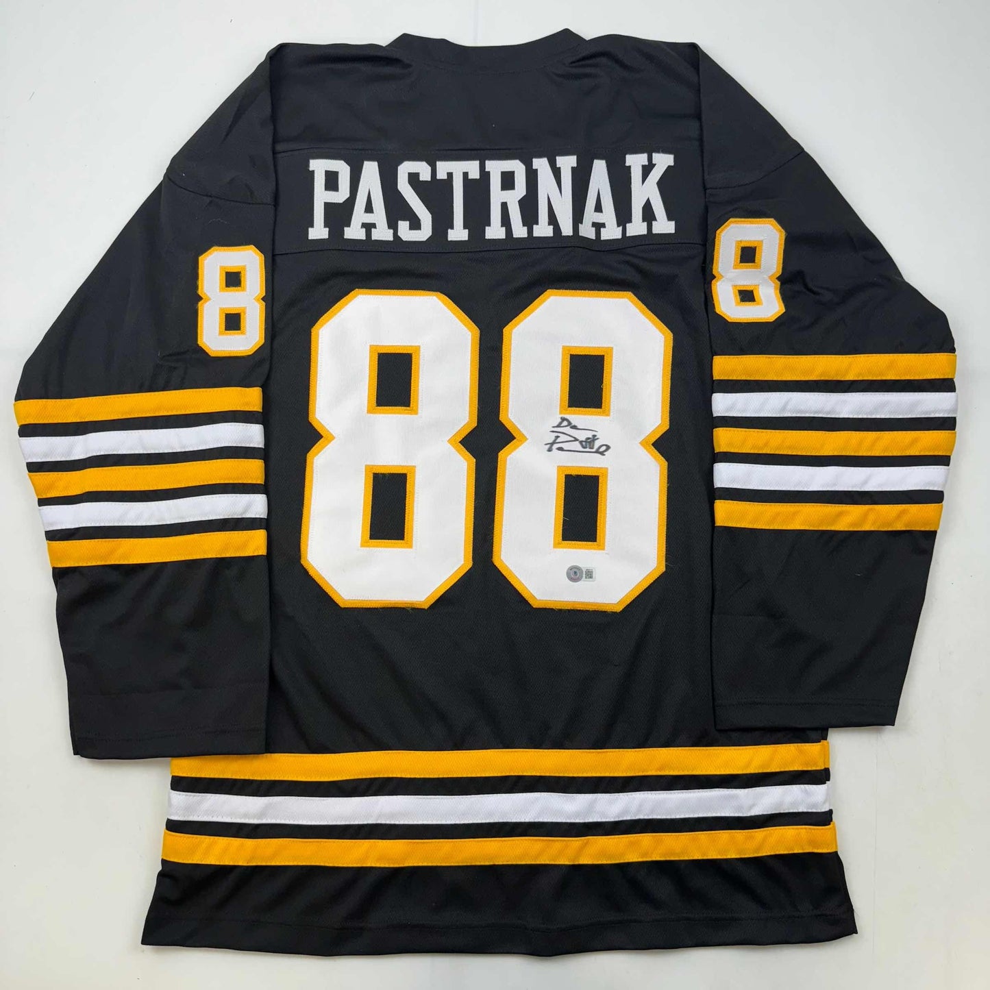 Autographed/Signed David Pastrnak Boston Black Hockey Jersey Beckett BAS COA