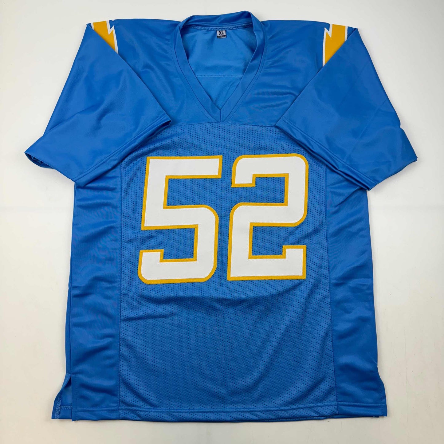 Autographed/Signed Khalil Mack Los Angeles LA Light Blue Football Jersey Beckett BAS COA