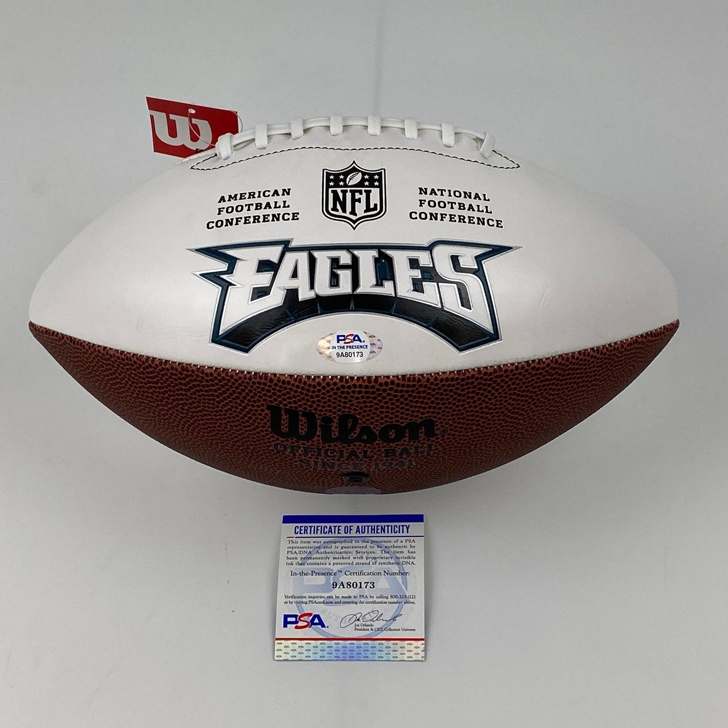 Autographed/Signed Jalen Hurts Philadelphia Eagles Full Size F/S White Panel Logo Football JSA COA