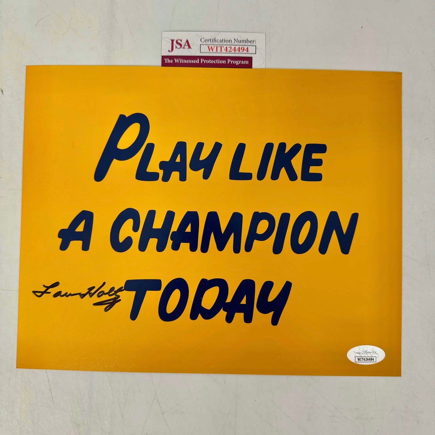 Autographed/Signed Lou Holtz Play Like A Champion Today Notre Dame Irish 8x10 College Football Photo JSA COA