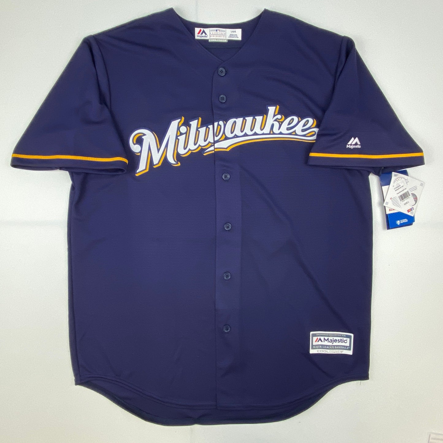 Autographed/Signed Christian Yelich 18 NL MVP Milwaukee Brewers Blue Cool Base Baseball Jersey JSA COA