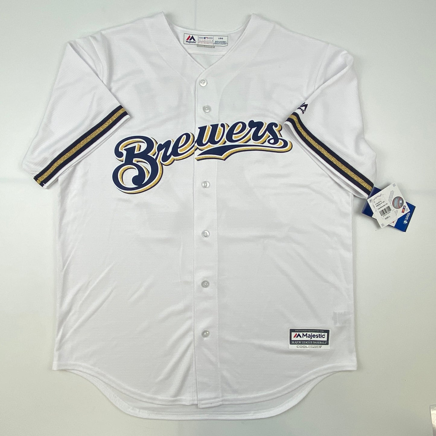 Autographed/Signed Christian Yelich 18 NL MVP Milwaukee Brewers White Cool Base Baseball Jersey JSA COA