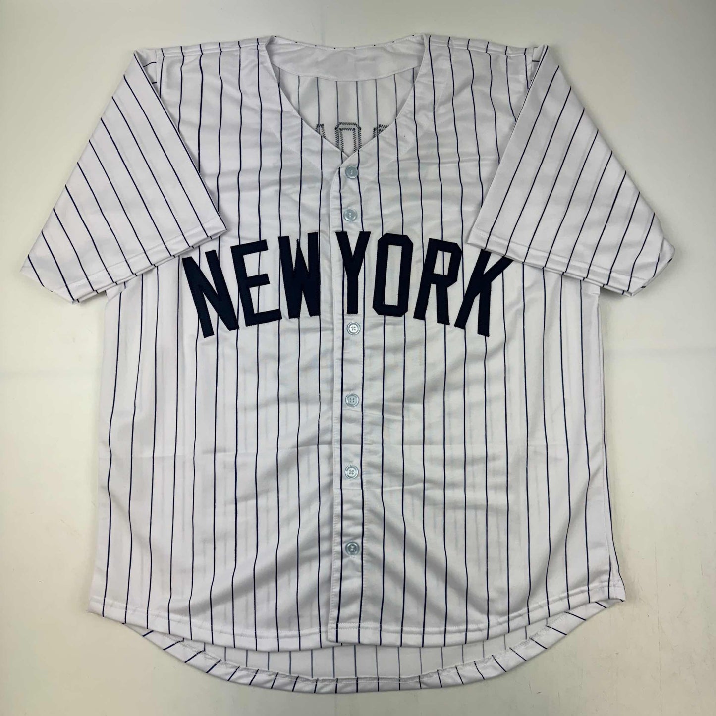 Autographed/Signed Aaron Boone New York Pinstripe Baseball Jersey Beckett BAS COA
