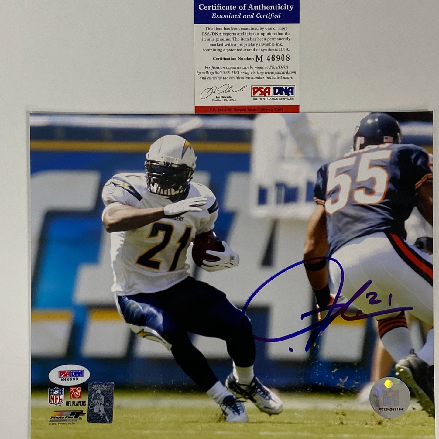 Autographed/Signed LaDainian Tomlinson San Diego Chargers 8x10 Football Photo PSA/DNA COA