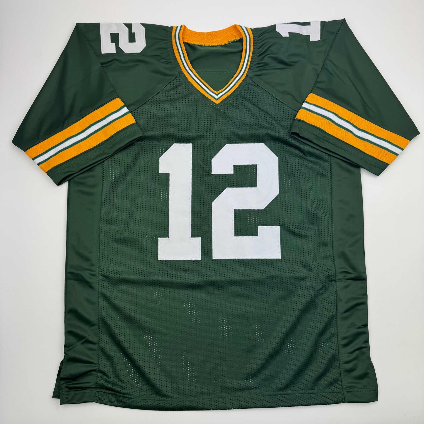 Autographed/Signed Aaron Rodgers "XLV MVP" Green Bay Green Football Jersey Steiner COA