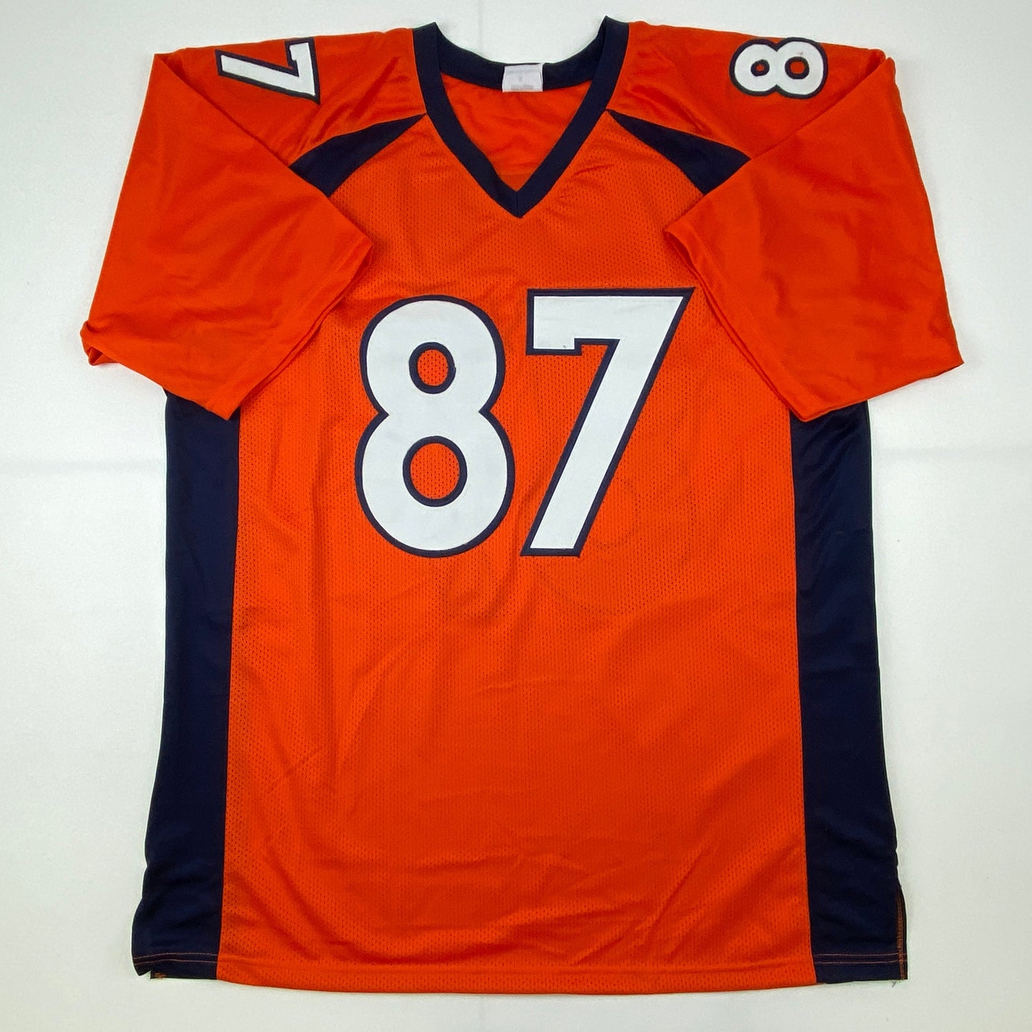 Autographed/Signed Noah Fant Denver Orange Football Jersey Beckett BAS COA